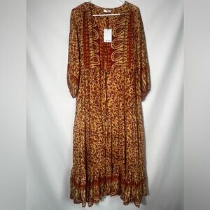 Aura Women's Maxi Dress - Red and Brown Floral